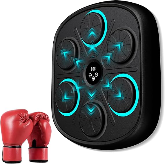 OurStarry Smart Music Boxing Machine for Adults and Kids, Wall Mounted Punching Trainer with Boxing Gloves, LED Electronic Target, 9 Modes and 9 Speeds, Home Gym Workout Equipment