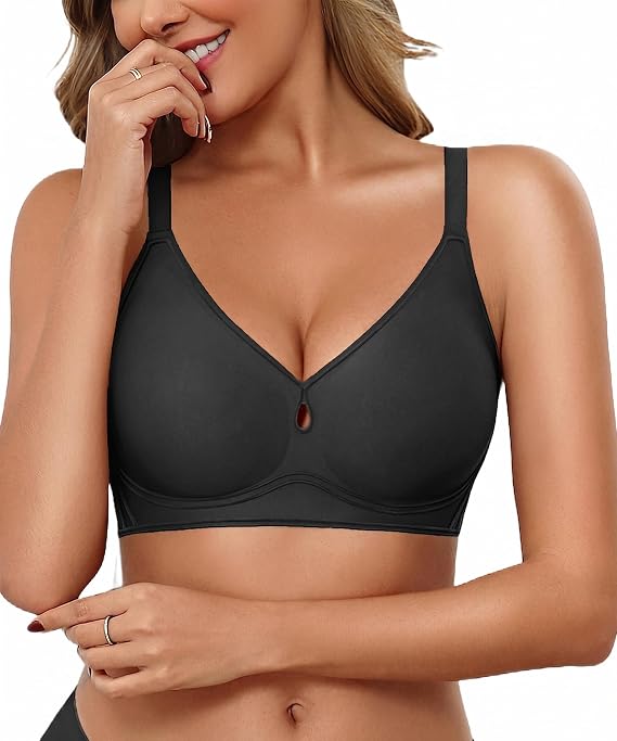 Avidlove Jelly Bras for Women No Underwire Seamless Bralette Teardrop Cutout Full Coverage T-Shirt Bra with Velvet Trim