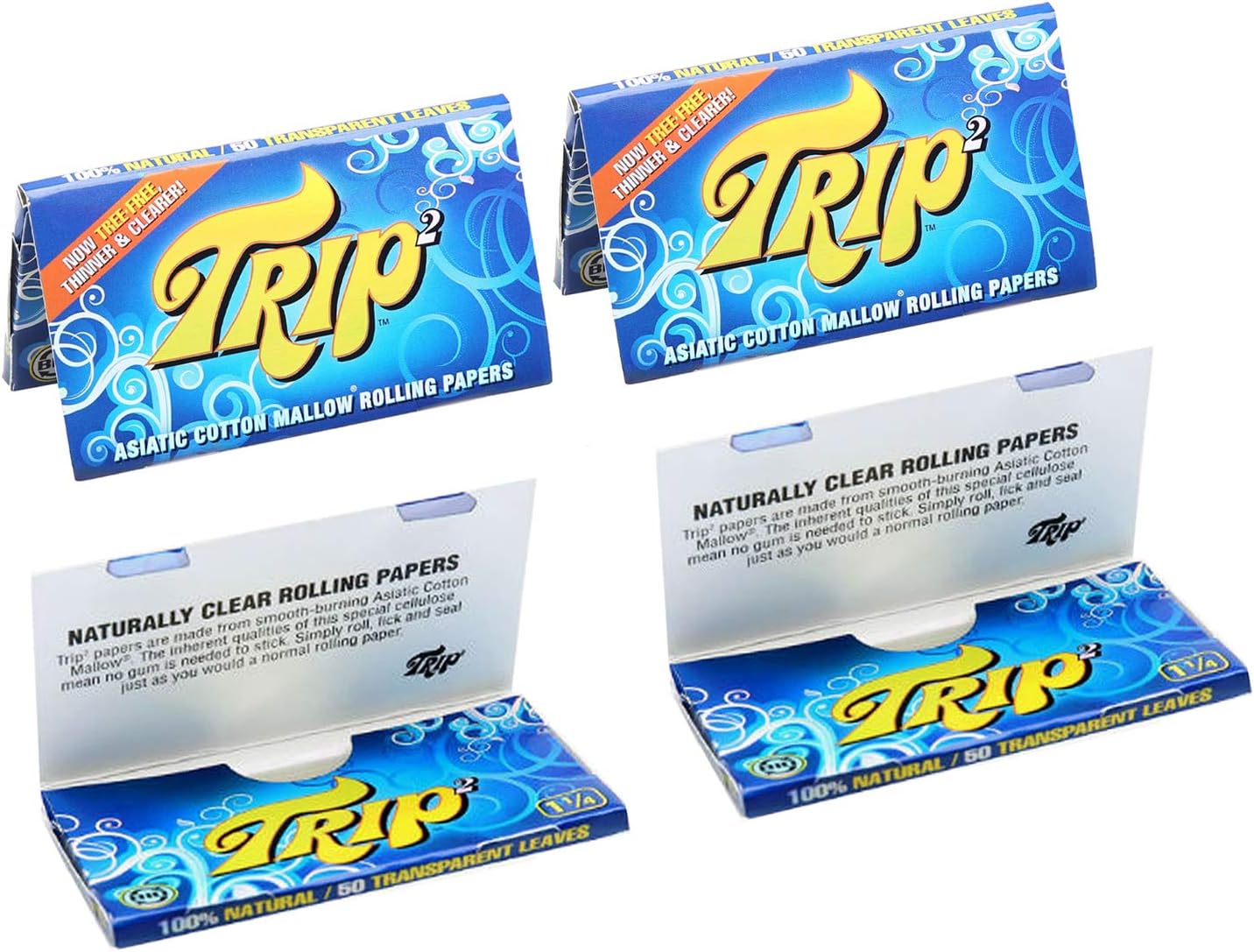 Trip Clear 1.25 Cigarette Rolling Papers, 4 Packs