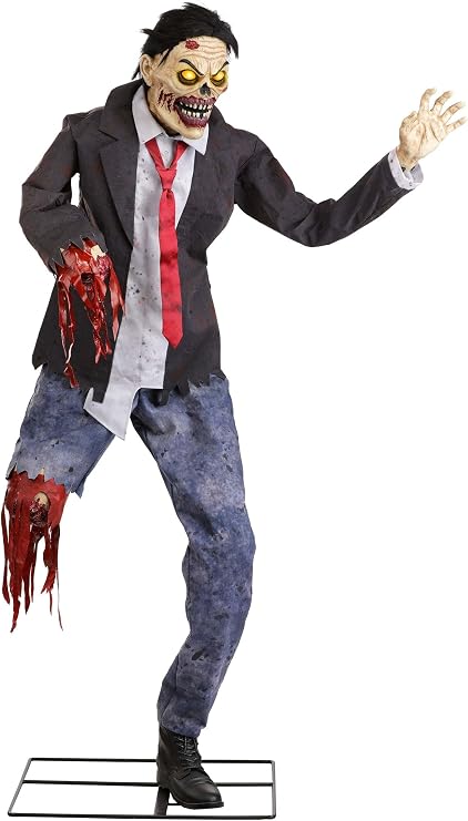 Fun Costumes Hopps the Dismembered Zombie Halloween Animatronic Outdoor Haunted House Decoration with LED Eyes and Motion Sensor Standard