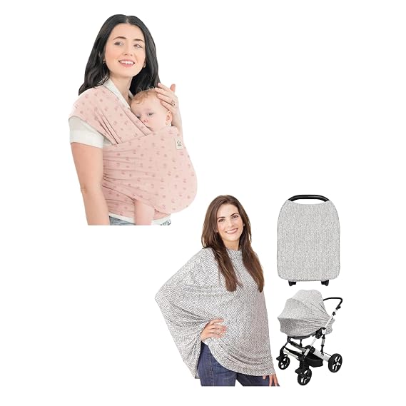 KeaBabies Baby Wrap Carrier and Car Seat Cover for Babies - All in 1 Original Breathable Carrier, Hands Free Carrier Sling - Nursing Covers for Breastfeeding