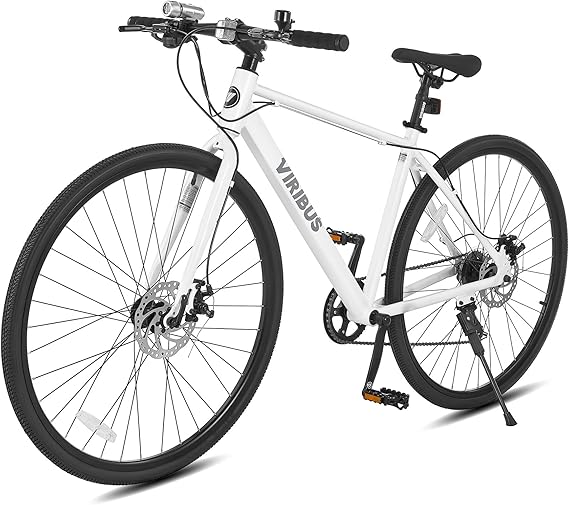 VIRIBUS Hybrid Bikes, 28 inch Road Bike 7 Speed with Lightweight Aluminum Frame, 700C Wheels, Hybrid Bicycle for Men Adult, City Commuters