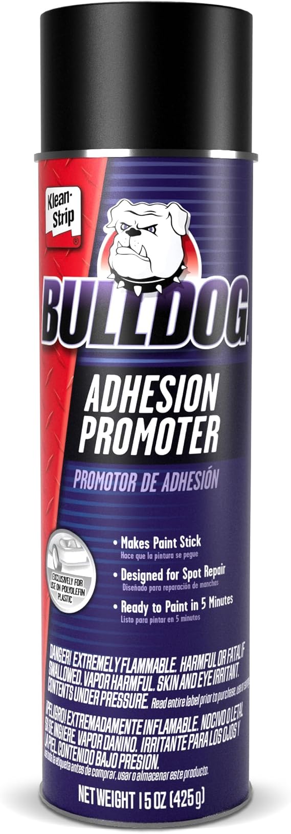 KLEAN-STRIP Bulldog Adhesion Promoter for Polyolefin Plastic Quick Dry Adhesion Promoter for Paint Prep - Fills 320 Grit Scratches - 15 Ounce Aerosol