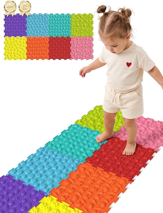 Sensory Mats for Autism Kids, 8 Pcs Tactile Sensory Play Mats, 98×49cm