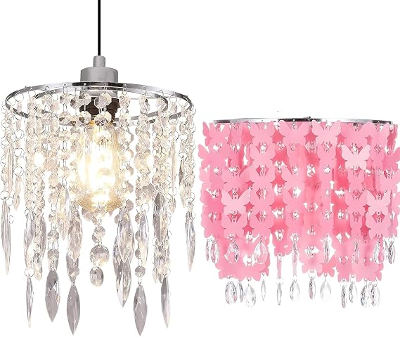 2 Tiers Acrylic Light Shade and 11.8" Butterfly Pink Light Shade