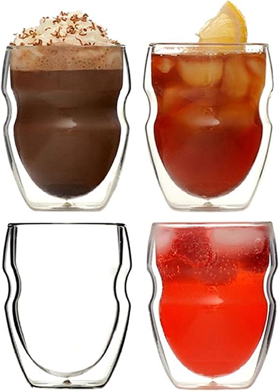 Ozeri Serafino Double Wall Insulated Beverage and Coffee Glasses, 8-Ounce, Set of 4