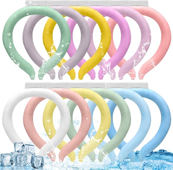 SiliFine 12 Pcs Neck Cooling Tubes Reusable Ice Neck Coolers,Macaron
