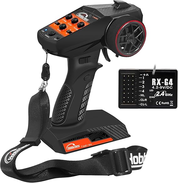 RC Radio System 4CH 2.4G RC Transmitter with Receiver and Lanyard Anti-Jamming Remote Controller for 1/10 1/12 1/14 1/16 1/18 1/24 RC Car Crawler Boat