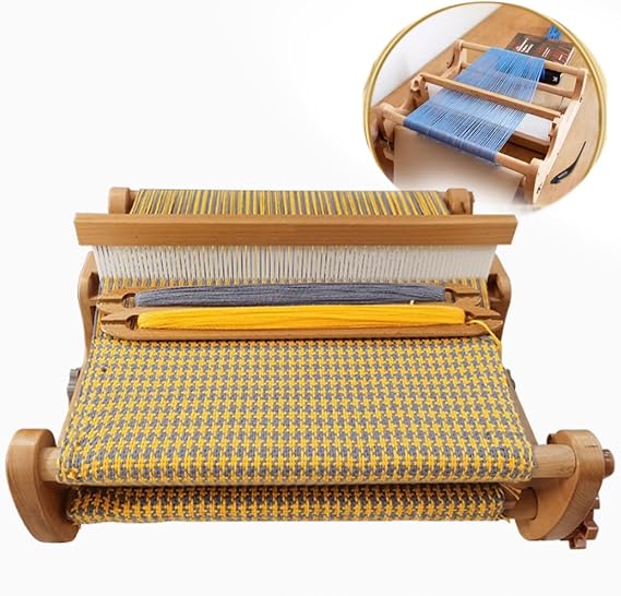 STDZQCWY Small Hand-Knitting Weaving Machine, Desktop Wooden Weaving Loom, Adjustable Density, Maximum Weaving Width 40cm, for Tea Seats, Coasters, Placemats, Cloth Bags, for Beginners, Craft Artist
