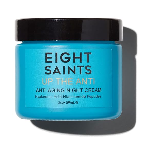 Eight Saints Skin Care Up the Anti Night Cream Face Moisturizer to Reduce Fine Lines and Wrinkles, Anti Aging Cream For Face & Neck with Hyaluronic Acid, Niacinamide, and Peptides, 2 Ounces
