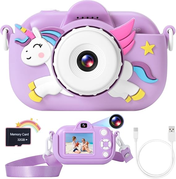 Kids Camera Toys for 3 Year Old Girls, Toddler Camera Age 4-8, Kid Digital Cameras with 32GB SD Card, Toy for Toddlers Age 5 6, Toy for Kid