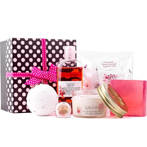 Bath Spa Gift Set For Women - Natural Bath Bombs, Organic Shea Butter Soap, Soy Wax Candle, Bath Salt and Shower Gel - Best Gift Box for Women, Mother, Mom, Girls, Her
