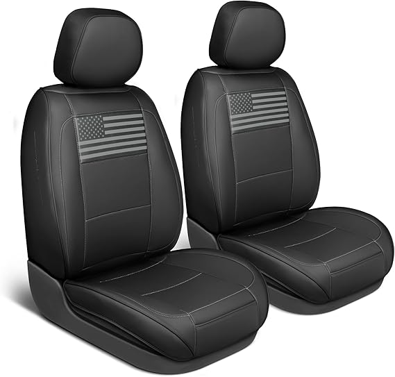 MotorBox American Black Flag Seat Covers for Trucks, Cars, SUV - Napa Leather US Car Seat Covers American Flag Truck Accessories - Car Seat Cover American Flag Car Accessories Car Seat Protector