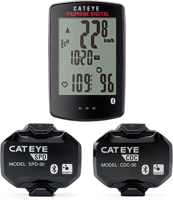 CATEYE Padrone Digital Bluetooth Cycling Computer | IPX8 Waterproof Wireless Bike Speedometer, Bluetooth Heart Rate, Speed & Cadence Compatible, For Road, MTB, Gravel Bikes