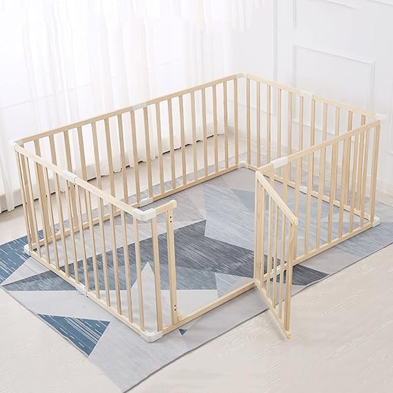 Jolan Wooden Baby Playpen 90100cm 110110cm 120150cm 150180cm 180200cm,Breathable/Durable Baby Fence,Indoor Outdoor Kids Safety Playard Playpen,Crawling Fence,Removable,9090cm