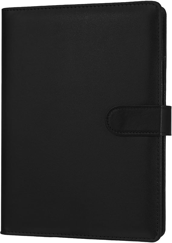 JIANTA A5 PU Leather Ring Binder, 6 Ring Refillable Budget Binder, Black | A5 Binder Cover with Pockets for Filler Paper, Travel, Work and Budget Planning, Reusable Notebook Organiser