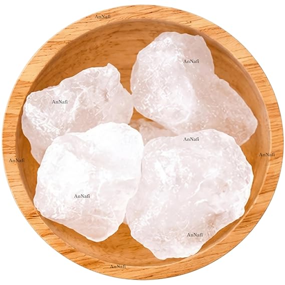 AnNafi Natural Alum Stone Block | White Alum Crystal Rock | Phitkari Stone | Piedra de Alumbre | Tawas Mineral Crystal Chunks | Traditional Grooming & Household Mineral Stone 1000 Grams (35 OZ)