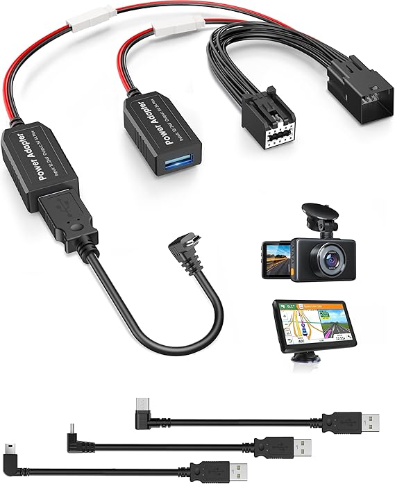 Dash Cam Power Adapter, 10P Type D for Chevy,GMC,Buick,Cadillac | Fit Sierra1500/2500/3500/Terrain/Acadia,Encore,XT5/XT6/SRX,with Auto-Dimming Rearview Mirror,Power Adapter Cable for Dashcam