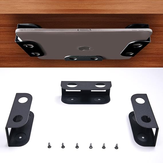BYMECOST Under Desk Laptop Mount, Metal Under Desk Storage Holder, Black
