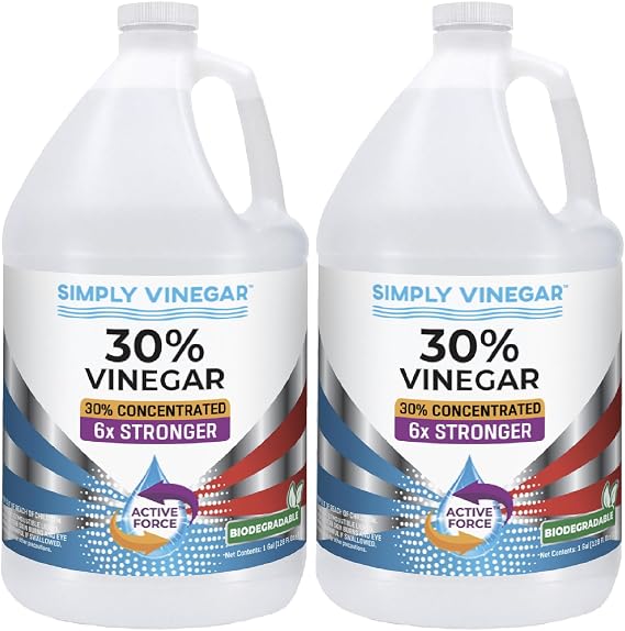 Simply Vinegar 30% Vinegar Pure Concentrated Active-Force Vinegar for Cleaning, Home, and Garden, 128 oz (2)