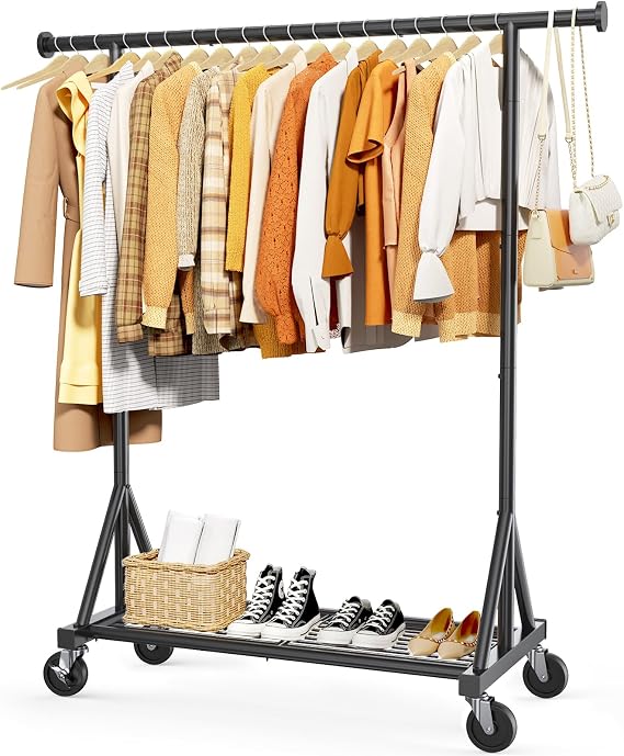 Sakugi Stainless Steel Clothes Rack Mesh Shelf, 42.5x16.5x65.9, Black