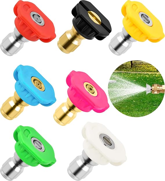 Pressure Washer Tips (7 Pack), Universal Power Washer Nozzle Tips, Pressure Washer Nozzle Tips for 1/4'' Quick Connect, Multiple Degrees Pressure Washer Spray Nozzle, Soap Nozzles, Rinse Nozzle 3.0GPM