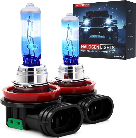 H11 Halogen Headlight Bulbs, 12V 55W, 3800K Warm White, Low Beam, 2 Pack | Road Legal, OEM-Grade High Performance, Upgraded Brightness, Long Life, Plug and Play