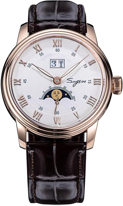 Seagull Sugess ST2528 Automatic Moon Phase Sapphire White Rose Gold 1963 BNIB