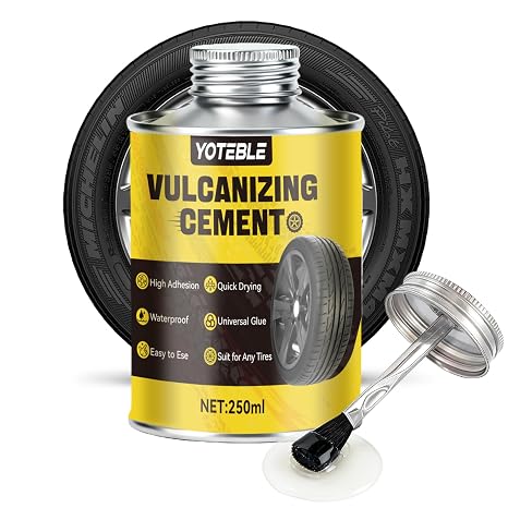 8.5Oz Tire Cement, Rubber Cement Tire Repair, Dry Clear, Waterproof All Purpose Rubber Cement Glue with Brush for Car, Motorcycle, Bike, Clear