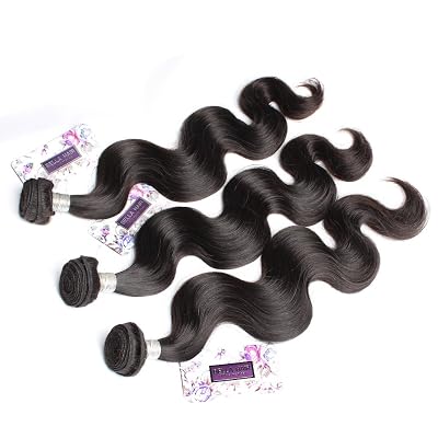 Bella Hair 100% Virgin Peruvian Body Wave Remy Hair Weave 3 Bundles Hair Extensions 100gpc 8inch Natural Black Color