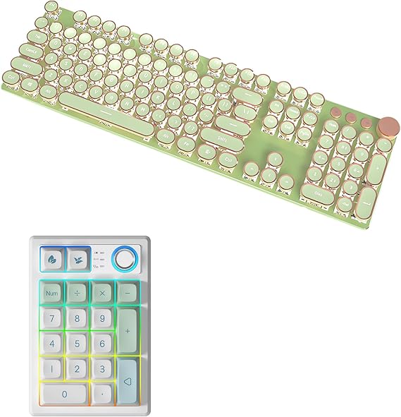 Typewriter Style Mechanical Gaming Keyboard with Tri-Mode Gasket Creamy Mechanical Numpad Programmable Macro Keypad