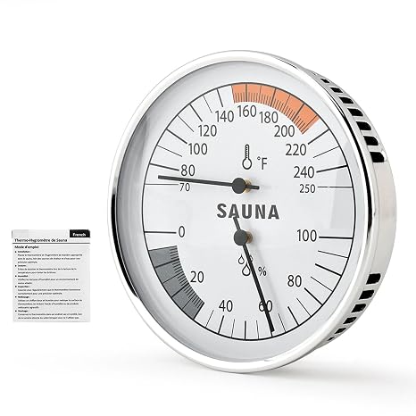 Sauna Thermometer & Hygrometer, 2 in 1 Fahrenheit Thermometer Hygrometer for Sauna Room, Portable Temperature & Humidity Gauge for Room Temperature Humidity Monitor