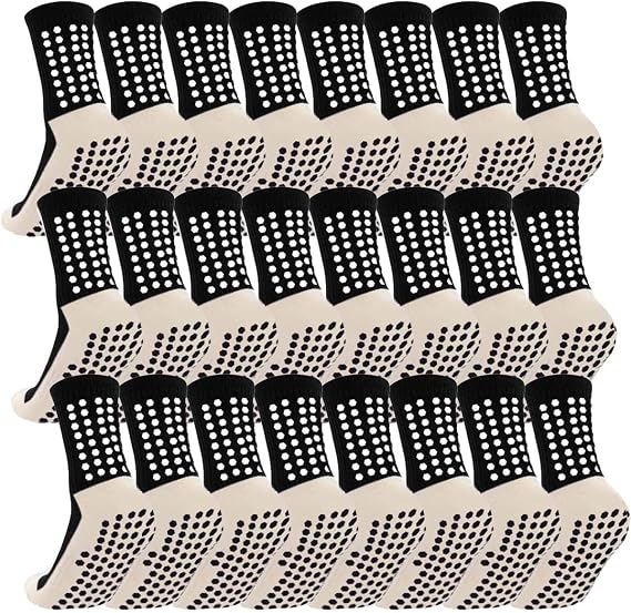 12 Pack Men's Soccer Socks Anti Slip Non-Slip Grip Pads for Football Basketball Sports Grip Soccer Socks