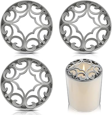 Shellwei 4 Pcs Candle Toppers to Burn Evenly Silver Jar Lid Scented Candles Accessories Gifts for Woman Christmas Supplies