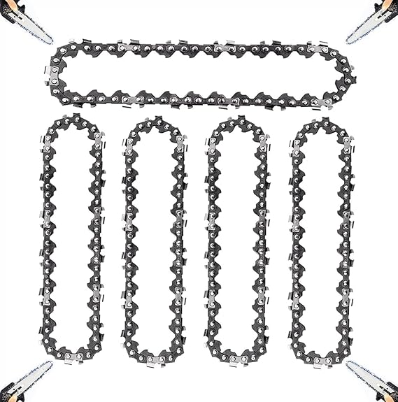 5PCS Mini Chainsaw Chain Replacement, 6 inch 043" Gauge, 1/4" LP Pitch, 37 Drive Links Replacement Saw Chain for Cordless Electric Portable Handheld Chainsa Mini Chain Saw 18.5CM Bar