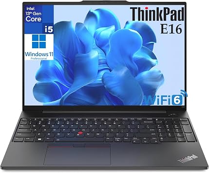 Lenovo ThinkPad E16 Business Laptop Computer, 16GB DDR4 RAM, 512GB PCIe SSD, 13th Gen Intel 10-Core i5-1335U (Beat i7-1255U), 16" FHD+, WiFi 6, Bluetooth, Thunderbolt 4, HDMI, Webcam, Windows 11 Pro