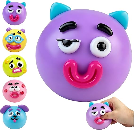 New Dog Face Swap Squishy Cute Slow Rise Relaxing Sensory Fidget Relief for Adults Anxiety Relief, Portable Desktop Decompression Stress Squeeze Ball(Purple)