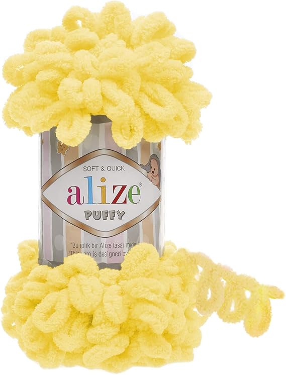 Alize Puffy Baby Blanket Yarn Lot of 2 skeins 200gr 20yds 100% Micropolyester Soft Yarn Baby Blanket Yarn Hand Knitting Yarn Super Chunky Bulky Woven Worested Yarn (216)