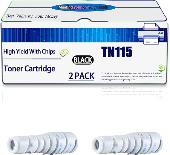 Compatible for Konica Minolta TN115 Toner Cartridge 162 163 180 181 210 211 Printers, High Yield 5500 Pages, with Chip (2-Pack Black)