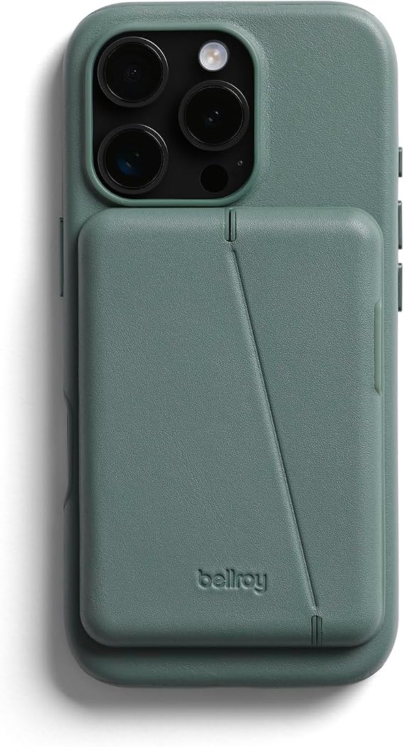 Bellroy Mod Case + Wallet, Compatible with iPhone 16 Pro - Agave | Slim leather Mod phone case and wallet for iPhone 16 Pro with a slim card holder for your everyday cards