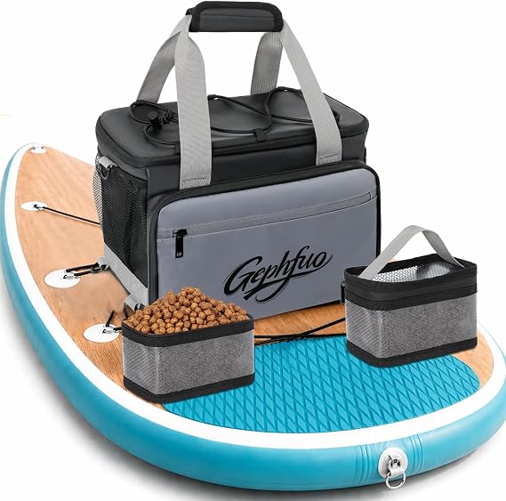 Modoker Waterproof Paddleboard Deck Bag, Paddle Board Accessories Storage Organizer for Dog Travel with Adjustable Dividers & Mesh Pockets