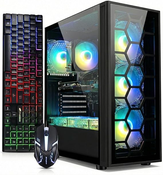 STGAubron Gaming PC Desktop,Core I7,RTX 3050 6G,32G RAM,1TB SSD | Gaming Computer Tower for Streaming,Video Editing,Home,School,I7 up to 3.9GHz,ARGB Fan,WiFi 6,BT 5.0,4K DP,HDMI,Win11 Home