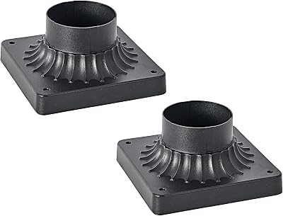 Solar Post Light Fixtures Mounting Bases 2 Pack, Black Aluminum Outdoor Post Light Pier Mount Base