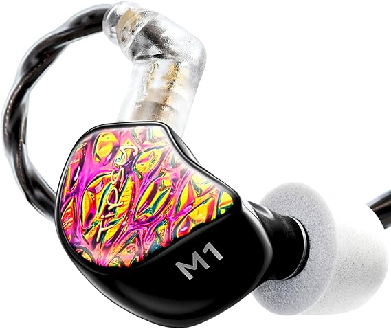 Tipsy M1 IEM, Bamboo Fiber Diaphragm in-Ear Monitor, Warm, Lively Bass &amp; Vocals, 36dB Noise Isolation, Resin Shell, Detachable 0.78mm 2‑Pin Cable (C(Red))