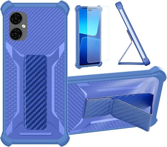 bojioderf Case Compatible for Pinwheel Genesis 1 Phone Case Cover [with Tempered Glass Screen Protector] Hybrid Case [Folding Support Magnetic] [Frosted Anti-Fingerprint] Blue