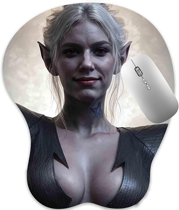 3D Mouse Pad Oppai Mousepad with Soft Gel Wrist Rest Anime Manga Gaming Boob pad Anti-Slip Mouse Mat (Minthar 22)