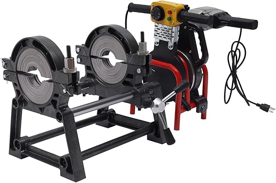 Button Fusion Welding Machine, Manual Butt Fusion Welding Machine for Plastic Pipes - 63-200mm Welder with 1.5KW Heater & 1.1KW Cutter, 110V Industrial Plumbing Equipment for PE/PP/PVC Construction