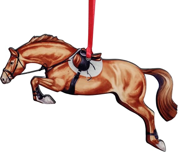 Hunter Jumper Horse Christmas Ornament, Sport Horse Jumping Decoration, Horse Gifts for Equestrian (Chestnut)