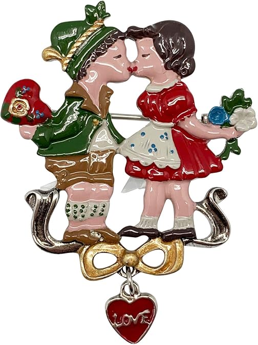 Oktoberfest Metal German Hat Pins With Hand Painted German Kissing Couple, Oktoberfest Costume Accessories, Perfect For People Who Like Traditional Hat Pins | by Oktoberfest Haus