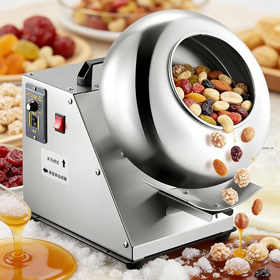 620W Automatic Tablet Coating Machine,1-4 kg/h 90 RPM Commercial Sugar Chocolate Coater Device,for Polishing Coating Rounding Drying